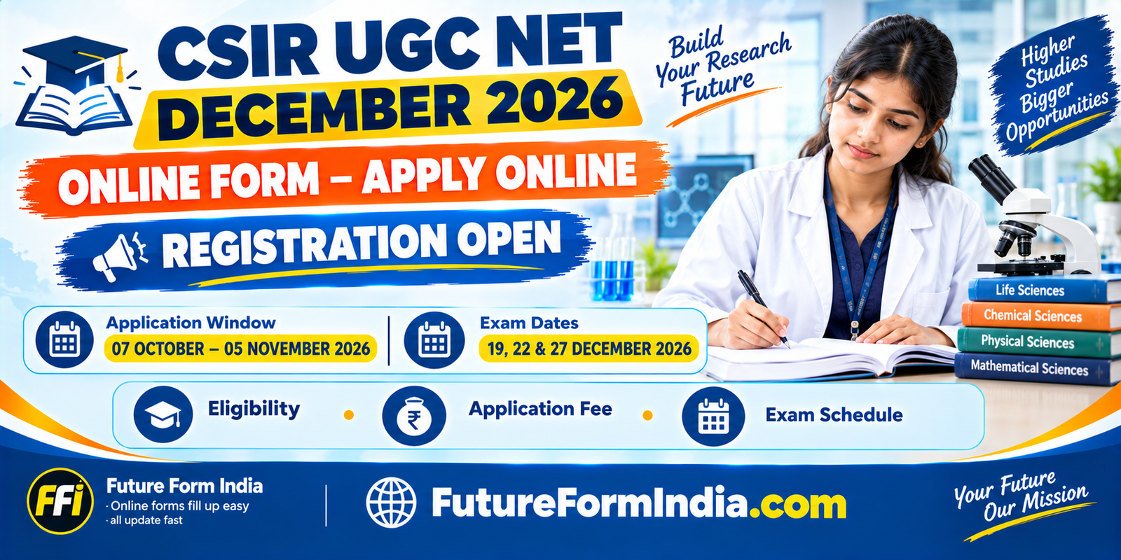 CSIR UGC NET December 2026 Online Form – Apply Online, Eligibility, Fee